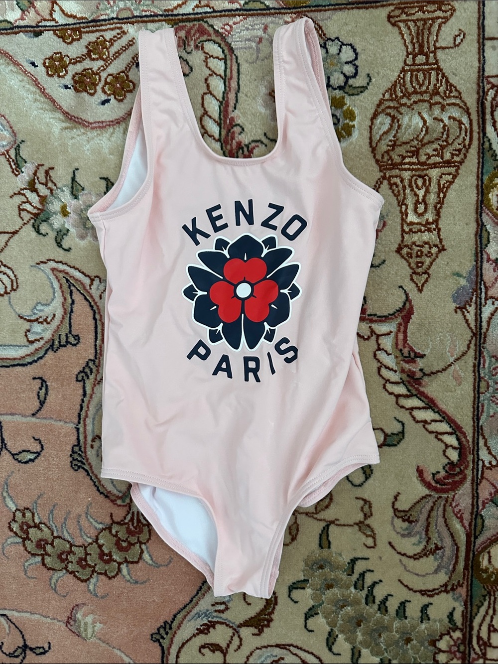 Kenzo Pink and Navy Floral Logo One-Piece